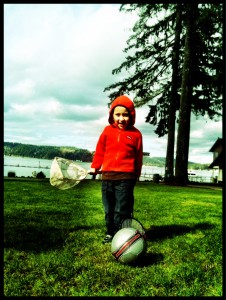 Playing on one of the green lawns at Alderbrook Resort