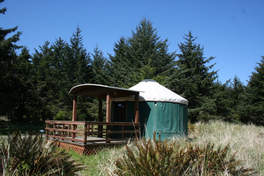 One of the 14 yurts you can rent at Washington's Cape Disappointment State Park